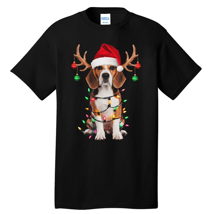 Beagle Christmas Tree Beagle Santa Hat Lover Gifts Tall T-Shirt