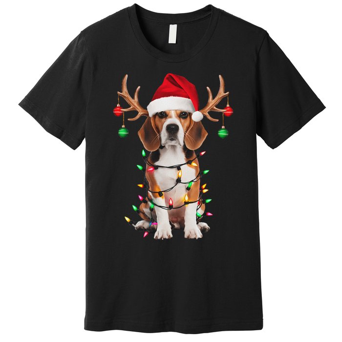 Beagle Christmas Tree Beagle Santa Hat Lover Gifts Premium T-Shirt