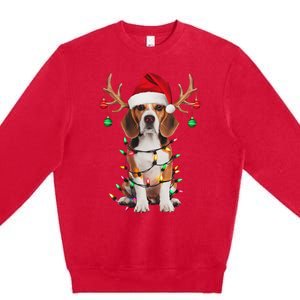 Beagle Christmas Tree Beagle Santa Hat Lover Gifts Premium Crewneck Sweatshirt