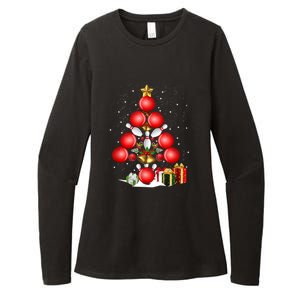 Bowling Christmas Tree Lights Gift Bowling Decorations Xmas Meaningful Gift Womens CVC Long Sleeve Shirt