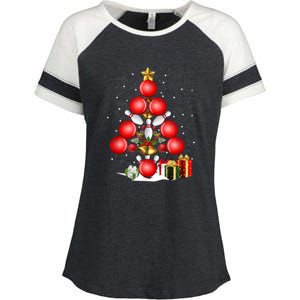 Bowling Christmas Tree Lights Gift Bowling Decorations Xmas Meaningful Gift Enza Ladies Jersey Colorblock Tee