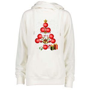 Bowling Christmas Tree Lights Gift Bowling Decorations Xmas Meaningful Gift Womens Funnel Neck Pullover Hood