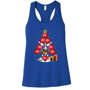 Bowling Christmas Tree Lights Gift Bowling Decorations Xmas Meaningful Gift Women's Racerback Tank