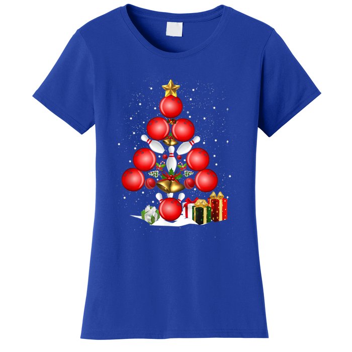 Bowling Christmas Tree Lights Gift Bowling Decorations Xmas Meaningful Gift Women's T-Shirt