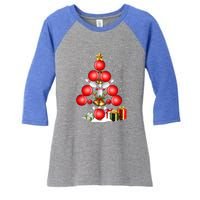 Bowling Christmas Tree Lights Gift Bowling Decorations Xmas Meaningful Gift Women's Tri-Blend 3/4-Sleeve Raglan Shirt