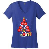 Bowling Christmas Tree Lights Gift Bowling Decorations Xmas Meaningful Gift Women's V-Neck T-Shirt