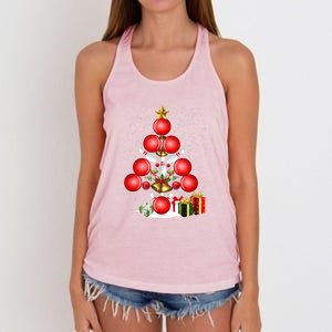 Bowling Christmas Tree Lights Gift Bowling Decorations Xmas Meaningful Gift Women's Knotted Racerback Tank