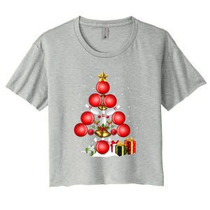 Bowling Christmas Tree Lights Gift Bowling Decorations Xmas Meaningful Gift Women's Crop Top Tee