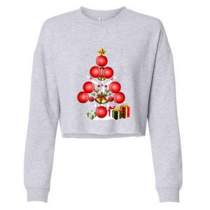 Bowling Christmas Tree Lights Gift Bowling Decorations Xmas Meaningful Gift Cropped Pullover Crew