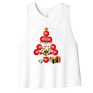 Bowling Christmas Tree Lights Gift Bowling Decorations Xmas Meaningful Gift Women's Racerback Cropped Tank