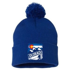 Bigfoot Colorado Trail Mountains Gift Pom Pom 12in Knit Beanie