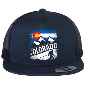 Bigfoot Colorado Trail Mountains Gift Flat Bill Trucker Hat