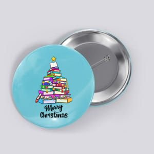 Book Christmas Tree Book Lover Librarian Merry Christmas Gift Button