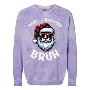 Bruh Christmas Teens Xmas Merry Christmas Santa Colorblast Crewneck Sweatshirt