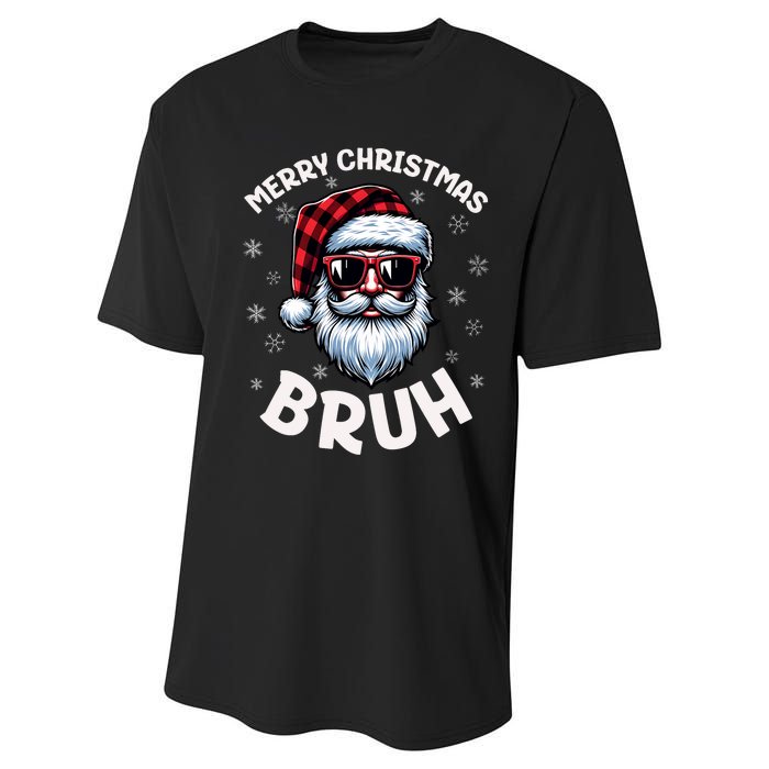 Bruh Christmas Teens Xmas Merry Christmas Santa Performance Sprint T-Shirt