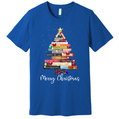 Book Christmas Tree For Book Lover Librarian Teacher Xmas Gift Premium T-Shirt