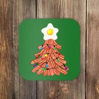 Bacon Christmas Tree Egg Top Funny Pork Lover Gift Coaster