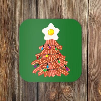 Bacon Christmas Tree Egg Top Funny Pork Lover Gift Coaster