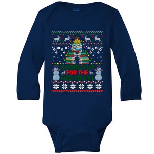 Book Christmas Tree Librarian Booked Up For The Christmas Great Gift Baby Long Sleeve Bodysuit