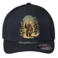 Bigfoot Christmas Tree Lights Tarot Xmas Sasquatch Flexfit Unipanel Trucker Cap