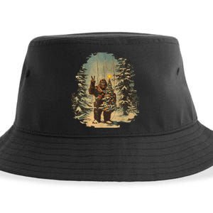 Bigfoot Christmas Tree Lights Tarot Xmas Sasquatch Sustainable Bucket Hat