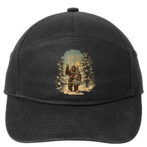 Bigfoot Christmas Tree Lights Tarot Xmas Sasquatch 7-Panel Snapback Hat