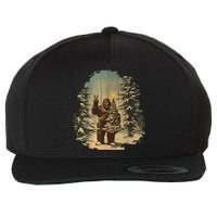 Bigfoot Christmas Tree Lights Tarot Xmas Sasquatch Wool Snapback Cap