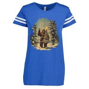 Bigfoot Christmas Tree Lights Tarot Xmas Sasquatch Enza Ladies Jersey Football T-Shirt