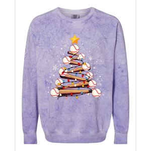 Baseball Christmas Tree Light Xmas Baseball Colorblast Crewneck Sweatshirt