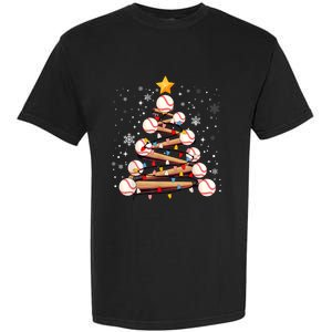 Baseball Christmas Tree Light Xmas Baseball Garment-Dyed Heavyweight T-Shirt