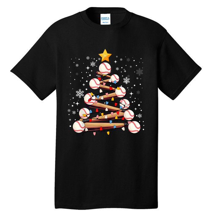 Baseball Christmas Tree Light Xmas Baseball Tall T-Shirt