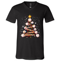 Baseball Christmas Tree Light Xmas Baseball V-Neck T-Shirt