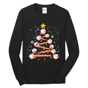 Baseball Christmas Tree Light Xmas Baseball Tall Long Sleeve T-Shirt