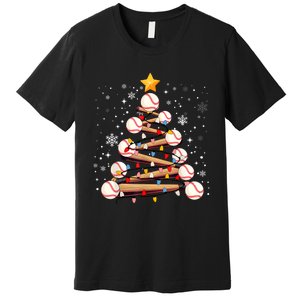 Baseball Christmas Tree Light Xmas Baseball Premium T-Shirt