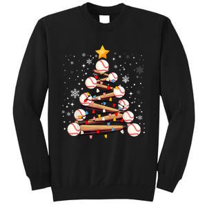 Baseball Christmas Tree Light Xmas Baseball Tall Sweatshirt