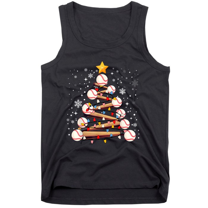 Baseball Christmas Tree Light Xmas Baseball Tank Top