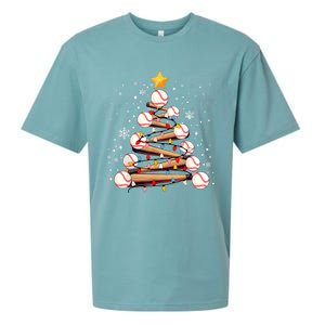 Baseball Christmas Tree Light Xmas Baseball Sueded Cloud Jersey T-Shirt