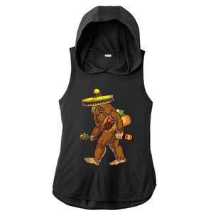 Bigfoot Carrying Taco El Squatcho Beer Pacho Sombrero Lover Ladies PosiCharge Tri-Blend Wicking Draft Hoodie Tank