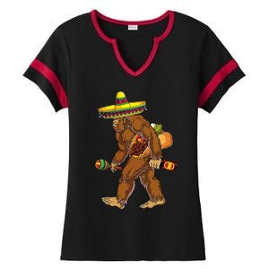 Bigfoot Carrying Taco El Squatcho Beer Pacho Sombrero Lover Ladies Halftime Notch Neck Tee