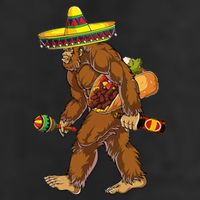 Bigfoot Carrying Taco El Squatcho Beer Pacho Sombrero Lover 7 Panel Mesh Trucker Snapback Hat