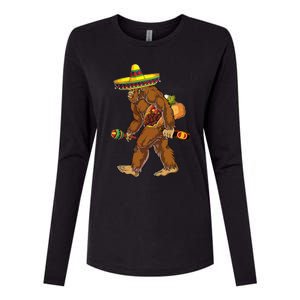 Bigfoot Carrying Taco El Squatcho Beer Pacho Sombrero Lover Womens Cotton Relaxed Long Sleeve T-Shirt