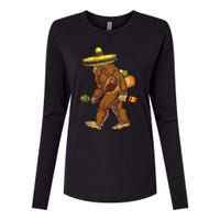 Bigfoot Carrying Taco El Squatcho Beer Pacho Sombrero Lover Womens Cotton Relaxed Long Sleeve T-Shirt