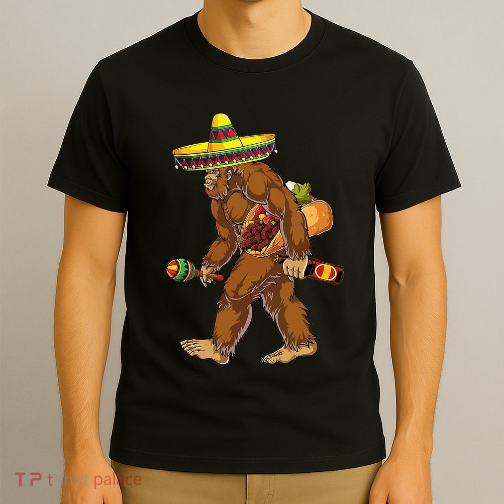 Bigfoot Carrying Taco El Squatcho Beer Pacho Sombrero Lover T-Shirt