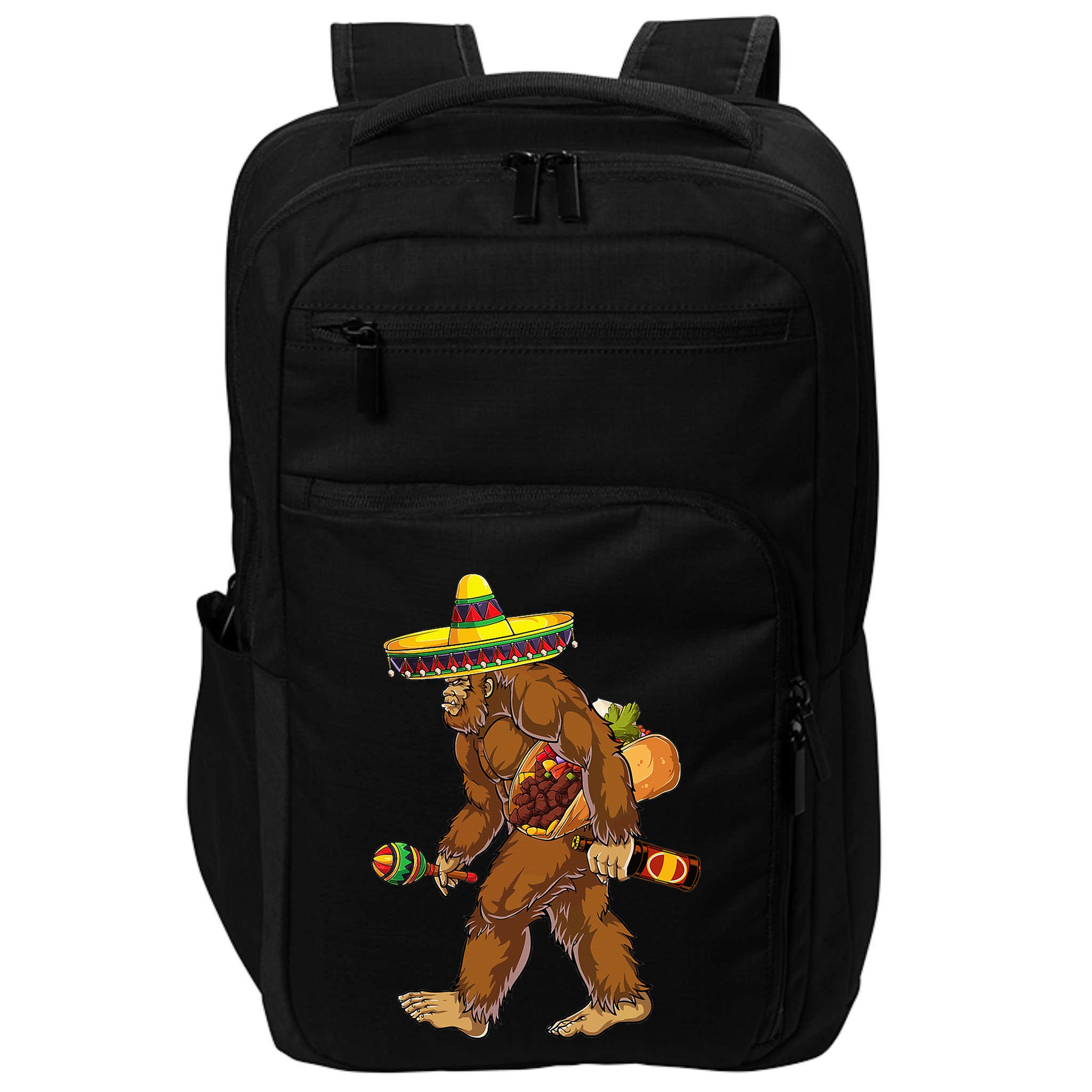 Bigfoot Carrying Taco El Squatcho Beer Pacho Sombrero Lover Impact Tech Backpack