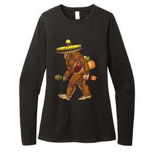 Bigfoot Carrying Taco El Squatcho Beer Pacho Sombrero Lover Womens CVC Long Sleeve Shirt