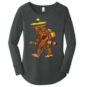 Bigfoot Carrying Taco El Squatcho Beer Pacho Sombrero Lover Women's Perfect Tri Tunic Long Sleeve Shirt