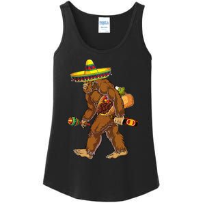 Bigfoot Carrying Taco El Squatcho Beer Pacho Sombrero Lover Ladies Essential Tank