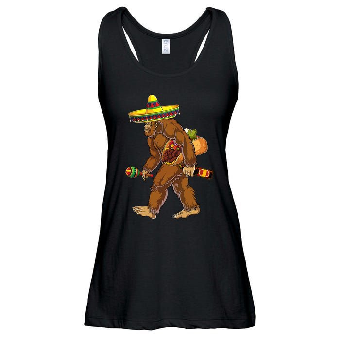 Bigfoot Carrying Taco El Squatcho Beer Pacho Sombrero Lover Ladies Essential Flowy Tank