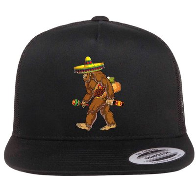 Bigfoot Carrying Taco El Squatcho Beer Pacho Sombrero Lover Flatbill Hat
