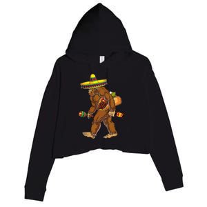 Bigfoot Carrying Taco El Squatcho Beer Pacho Sombrero Lover Crop Fleece Hoodie